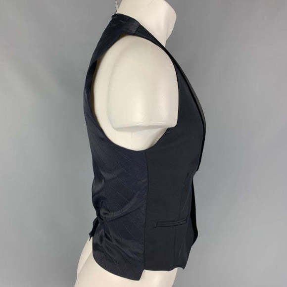 DIRK BIKKEMBERGS Navy Black Polyester Blend Vest - Picture 2 of 6